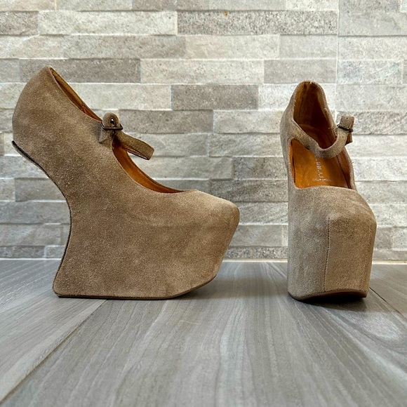 Jeffrey Campbell Nightwalker Platform Shoes- Light Brown Suede- Size 6 - Picture 1 of 12